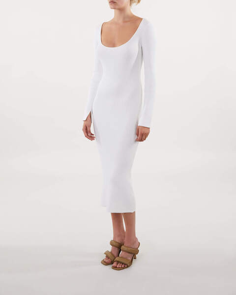 Dress Long Sleeve Low Roundneck Slim Egret 2