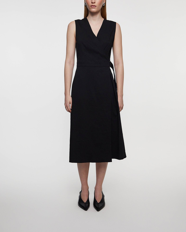 Theory Klänning Linen Wrap V-Neck Svart US 10 (EUR 42)