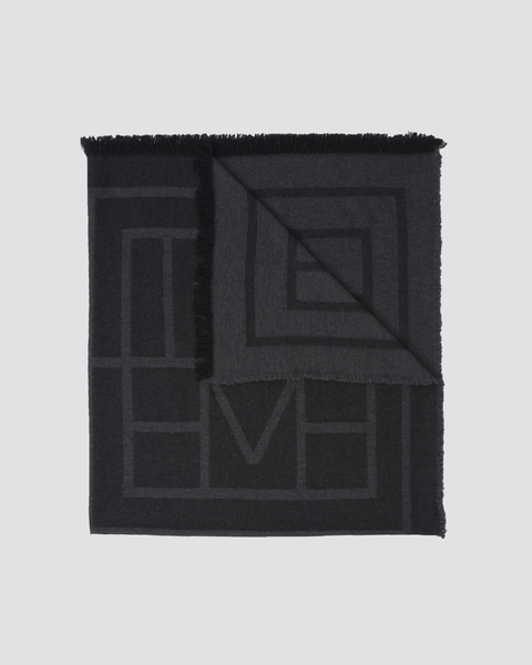 Scarf Monogram Wool Cashmere Mörkgrå 1