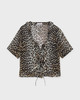 Ganni Blouse Light Chiffon Tie String Leopard 40