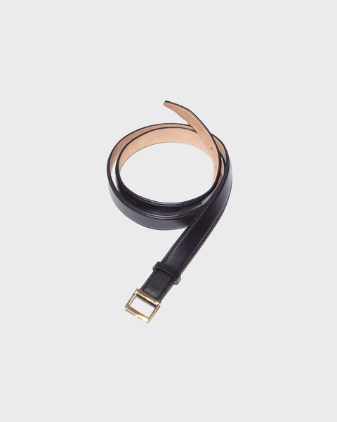 Belt Leather Buckle Svart/guld 1