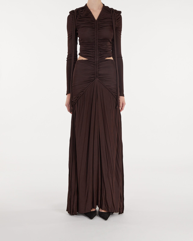 Proenza Schouler Klänning Viscose Jersey Cinched Cut Out Dress Mörkbrun US 12 (EUR 44)