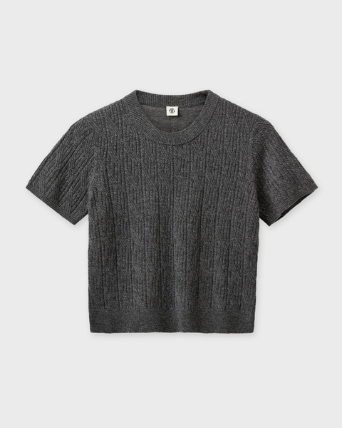 T-Shirt Como Tee Mini Rib Grey melange 1