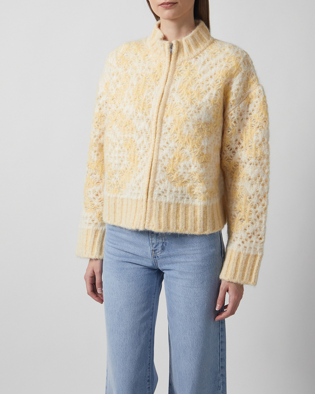 Camilla Pihl Sweater Briana Zip Knit Light yellow M-L