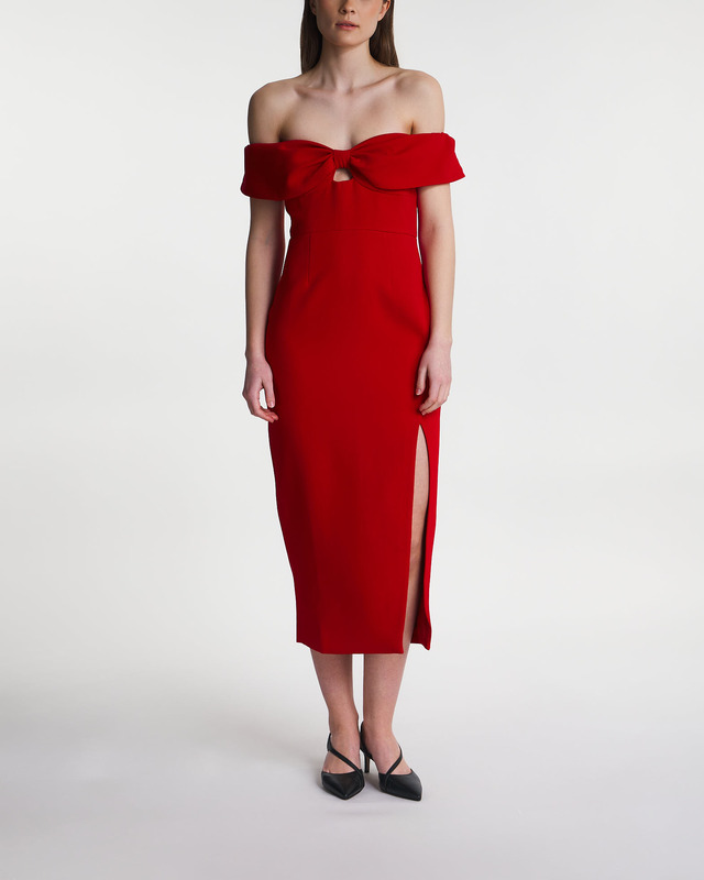 Self-Portrait Dress Crepe Bow Midi Red UK 8 (EUR 36)