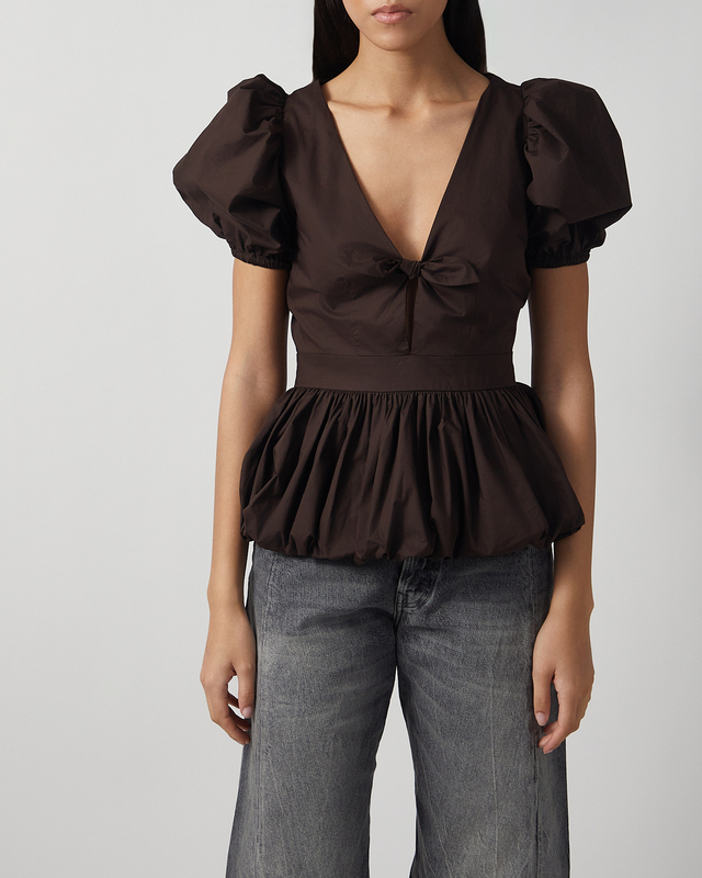 ROTATE Birger Christensen Blouse Puff Sleeve Bubble Mole 34