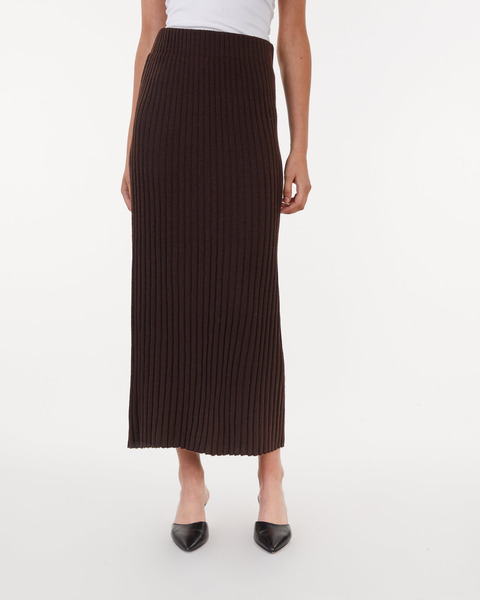 Skirt Ribbed Wool Brown 1