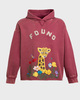 Found Hoodie Wildlife Embroidered Burgundy XS