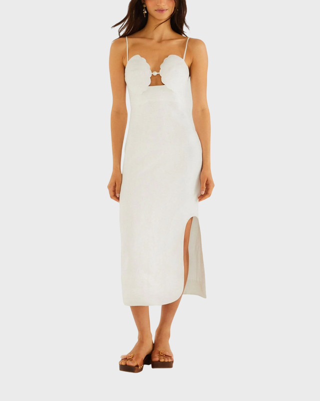 FARM Rio Dress Sleeveless Midi Shell Offwhite XS