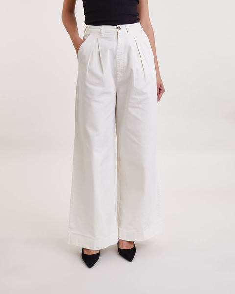 Trousers Wide Dress Pleat White 2