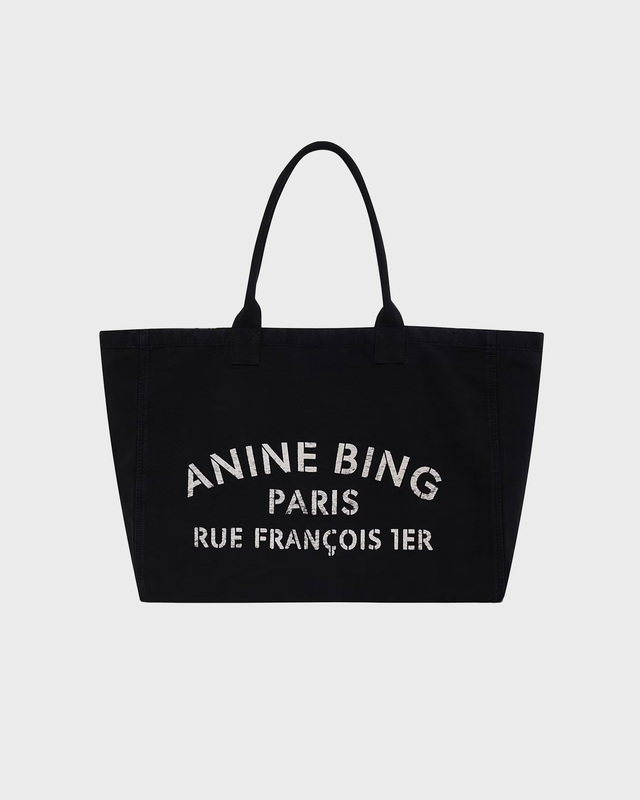 Anine Bing Leo Canvas Tote  Black ONESIZE