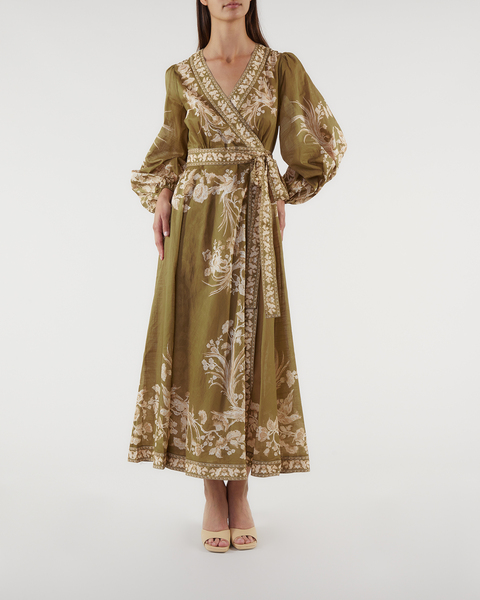 Klänning Anneke Wrap Midi Dress Oliv 1