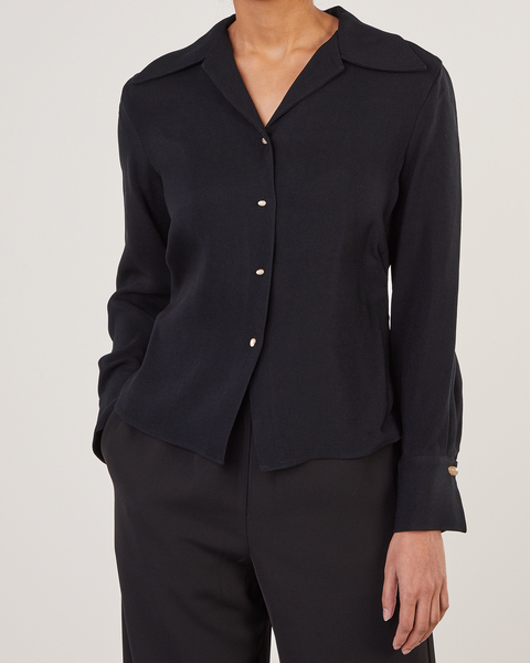 Blouse Fitted Shaped Collar Black 1