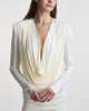 Magda Butrym Klänning Long Sleeve Draped Mini Creme FR 40 (EUR 38)