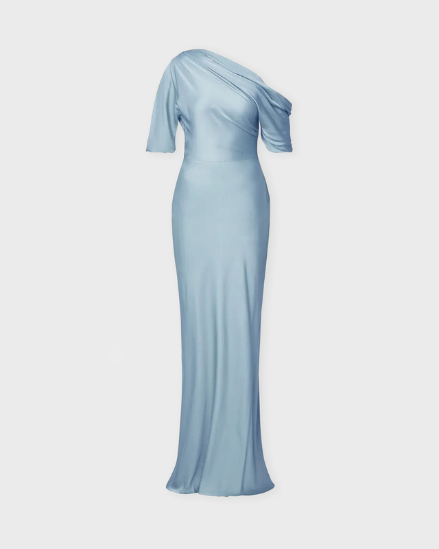 Malina Dress Marisa Asymmetrical Satin Maxi Dusty blue L