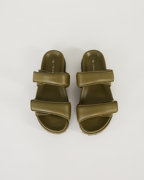 Sandal double strap matte lamb leather Olivgrön 2