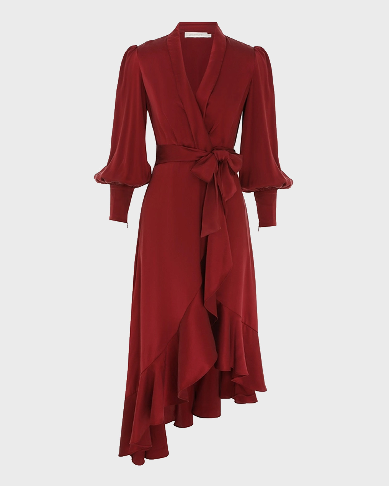 zimmermann silk wrap dress burgundy Silk Wrap Midi Dress Mahogany Online