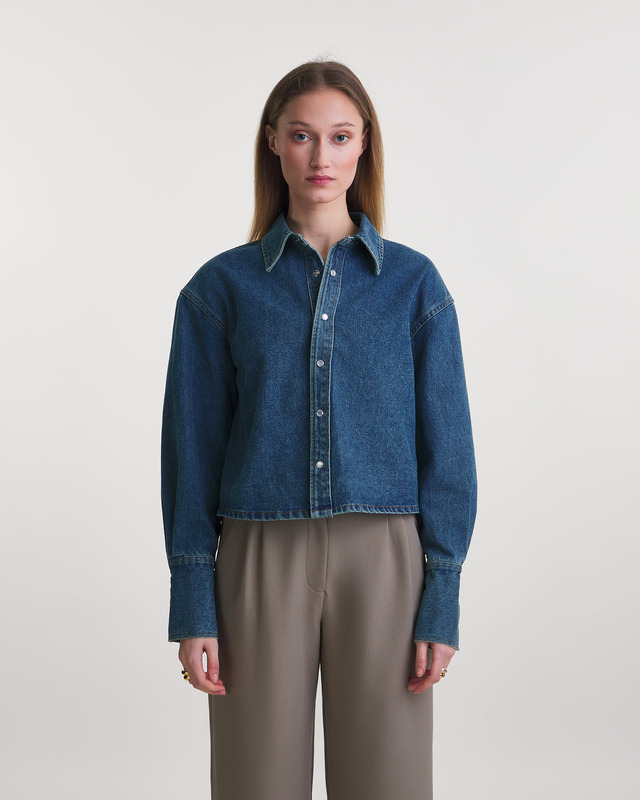 Wakakuu Icons Skjorta Alie Cropped Denim Blå S