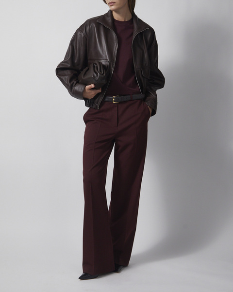 Jakke Leather Funnel Neck Dark Brown 2