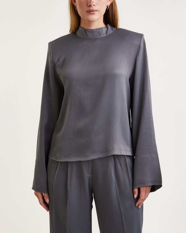 Dagmar Top Shiny longsleeve Charcoal 40