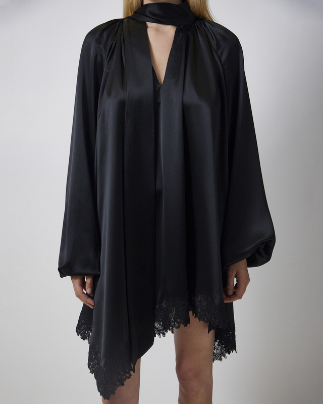 Malina Miniklänning Norea Lace Hem Satin Mini Black 36