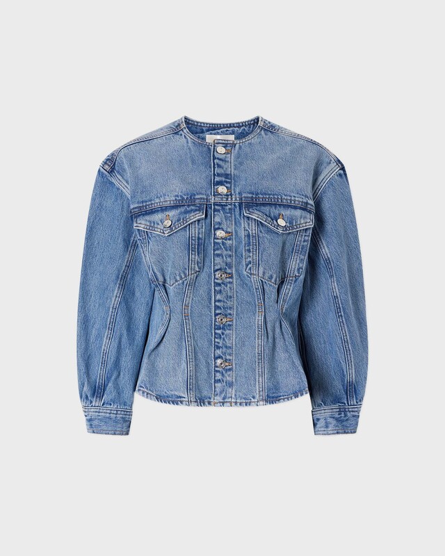 Frame Jacket The Nipped Collarless Light blue wash S