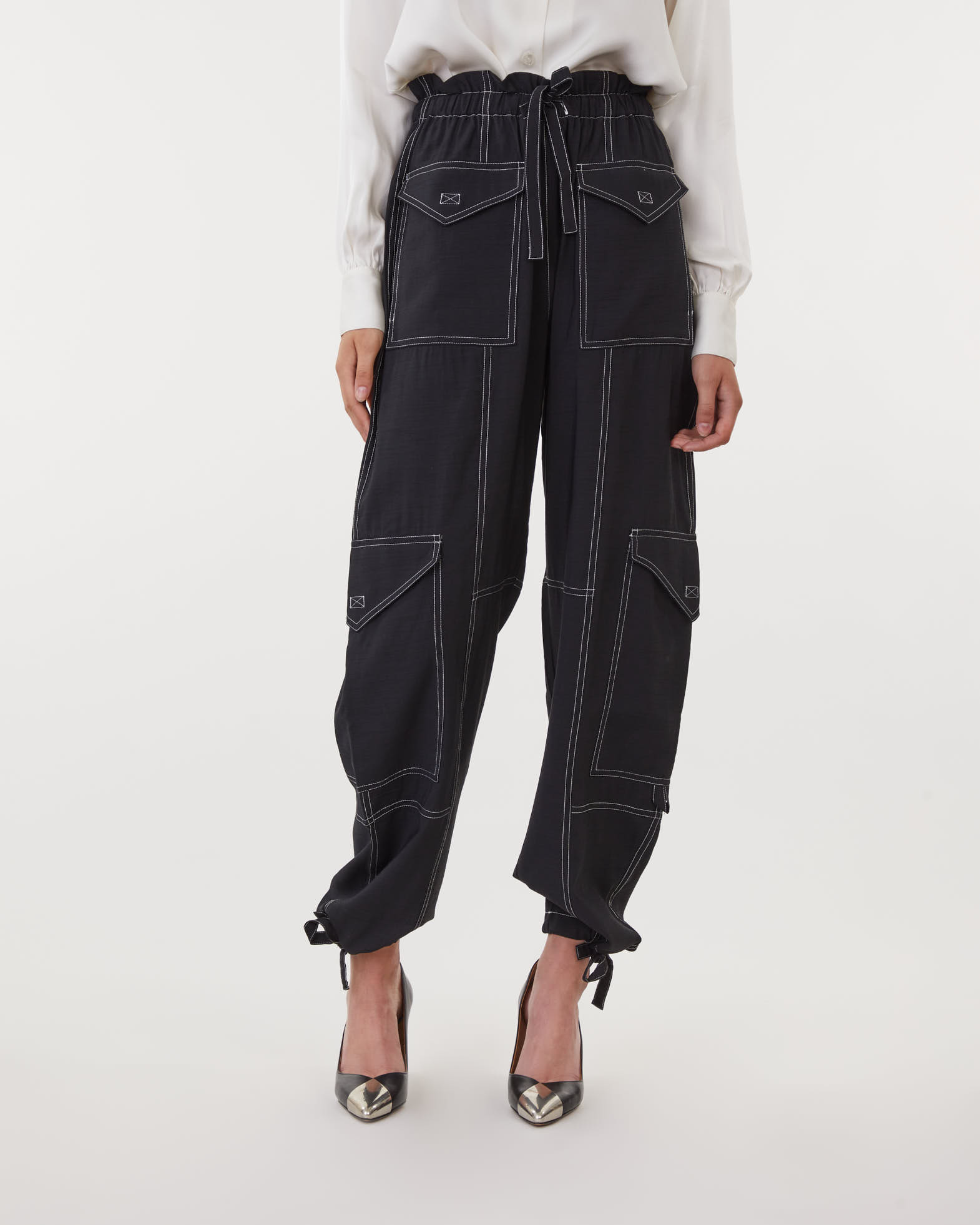 Ganni - Trousers Light Slub High Waist 