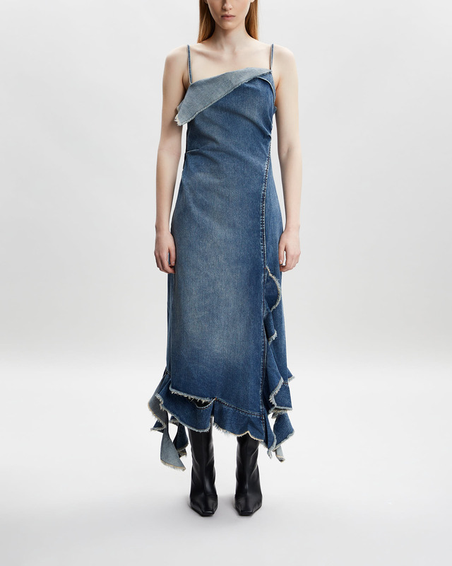 Acne Studios Klänning Denim Ruffle Strap Blå 40