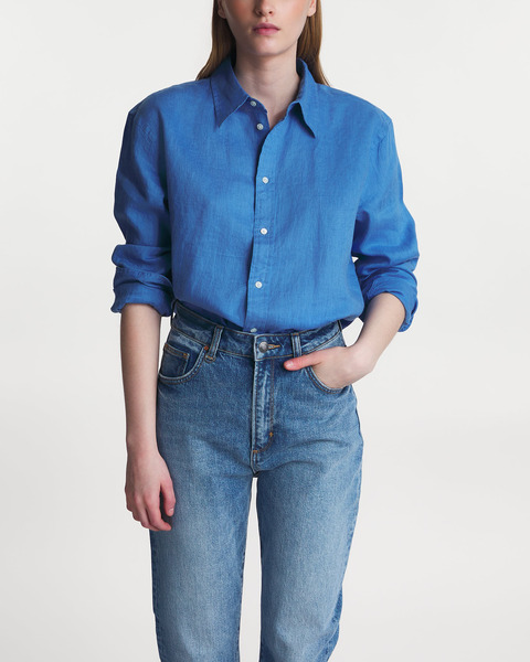 Shirt Wide Cropped Chambray Blå 2
