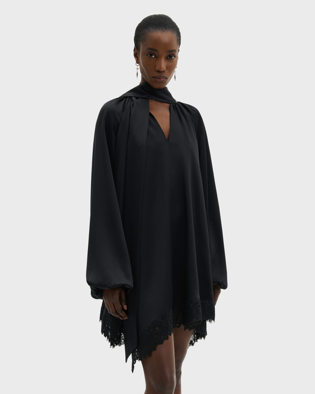 Malina Miniklänning Norea Lace Hem Satin Mini Black 36