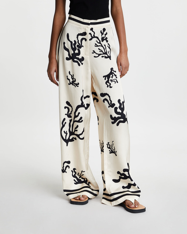 Malina Trousers Bella Satin Palazzo Vit/svart S