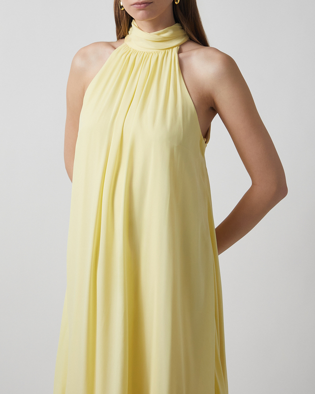 Malina Dress Sabrina Halterneck Ruffled Midi Light yellow S