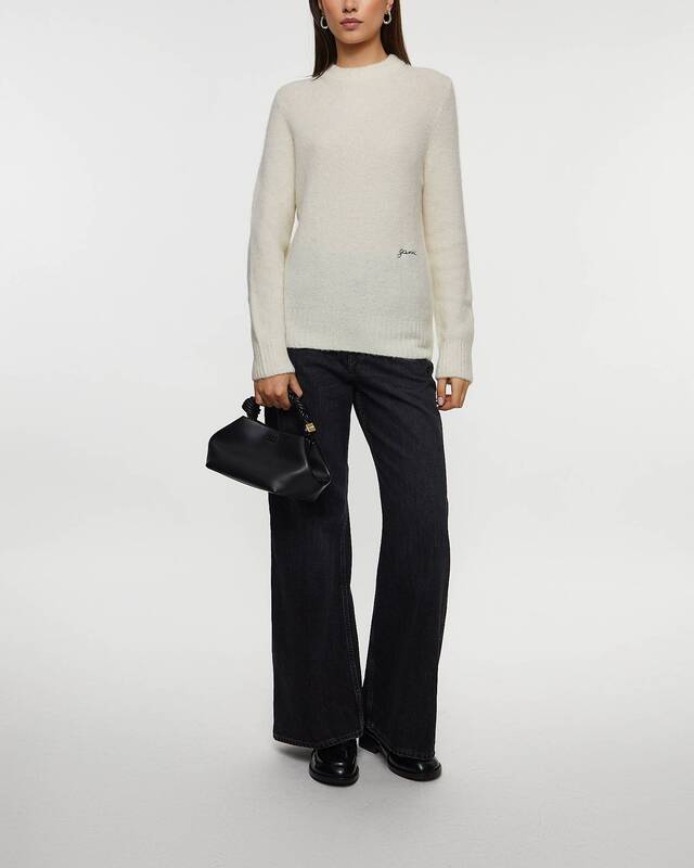 GANNI Tröja Brushed Alpaca O-Neck Egret L