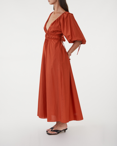 Klänning  Shirred Plunge Dress  Terracotta 2