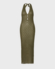 Malina Kjole Esra Knitted Halterneck Maxi Oliv M