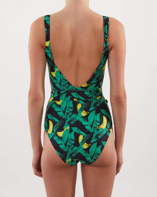 Ganni Baddräkt Recycled Printed Belted Svart 44