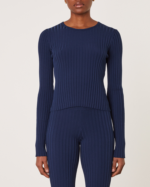 Topp  Rib Long Sleeve Navy 2