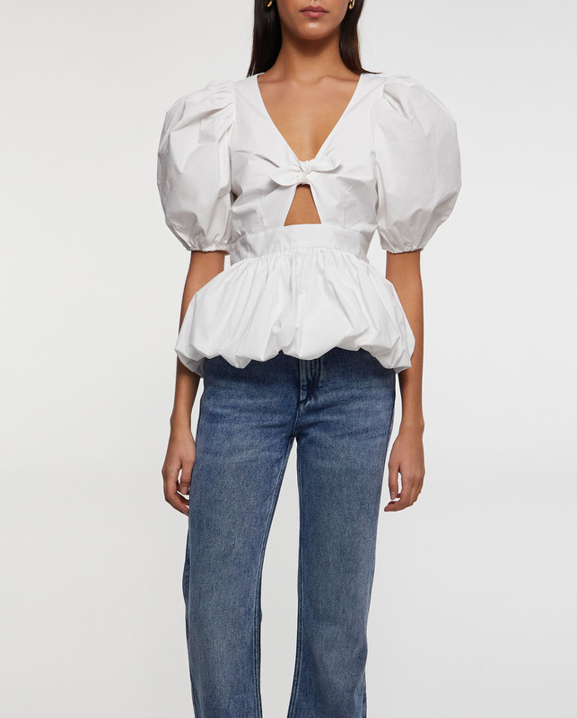 ROTATE Birger Christensen Topp Puff Sleeve Bubble Vit 36