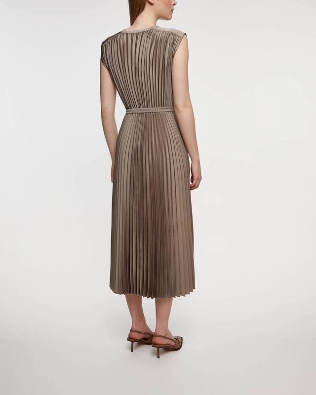 JOSEPH Dress Volta Knit Weave Plissé Beige/brun 40