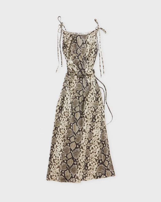 Acne Studios Klänning Satin Snake Print Brun 38