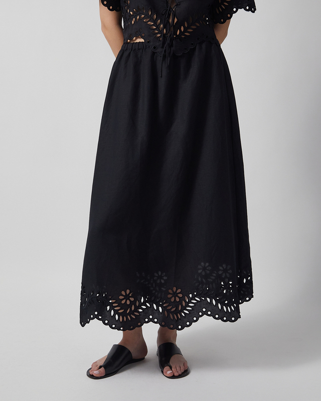 Malina Skirt Chara Maxi  Broderie Anglais Black 40
