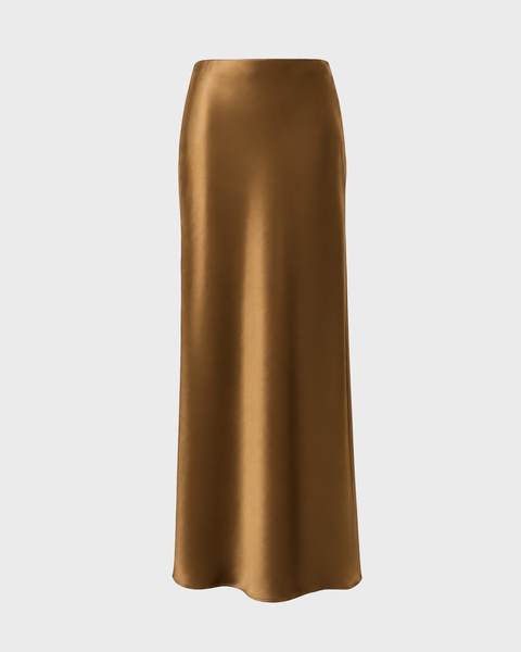 Kjol Cielo Long Satin Ochra 1