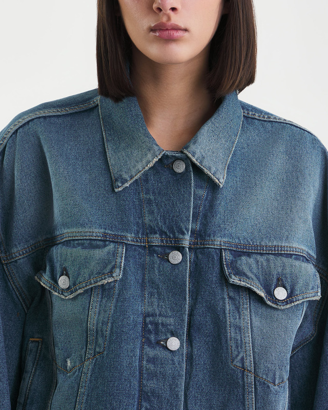 Acne Studios Jeansjacka Relaxed Cropped Fit Blå 38