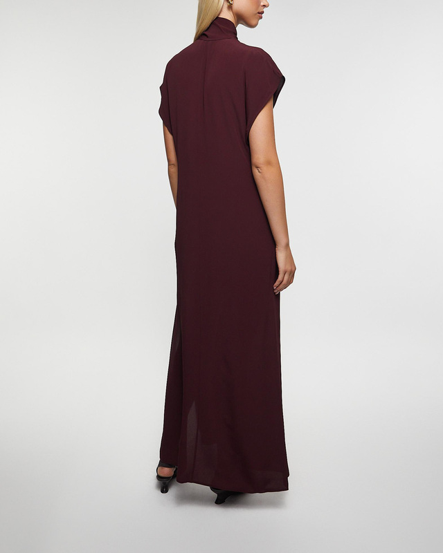 Filippa K Dress Long Tie-Neck Burgundy 36
