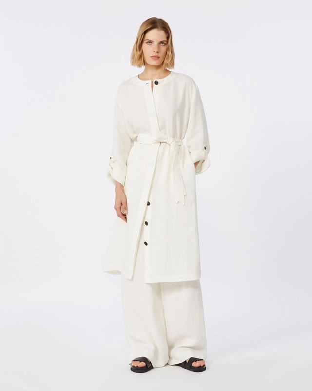 Max Mara Studio Bukser Linen Twill Natural IT 44 (EUR M-L)