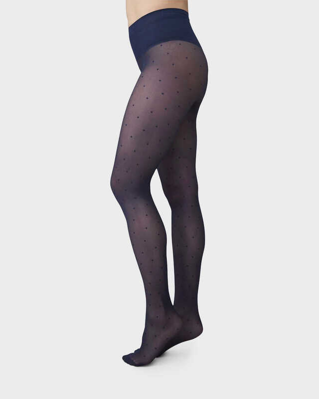 Swedish Stockings Doris Dots Tights Navy XL