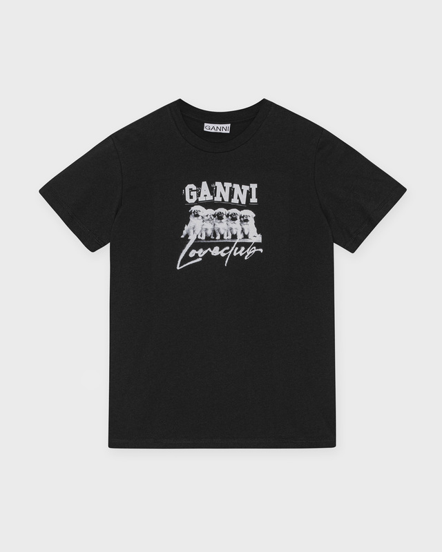 GANNI T-Shirt Thin Jersey Puppy Love Svart S