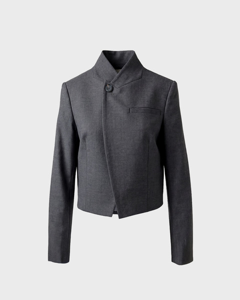 Blazer Turn Collar Wool Grey 1