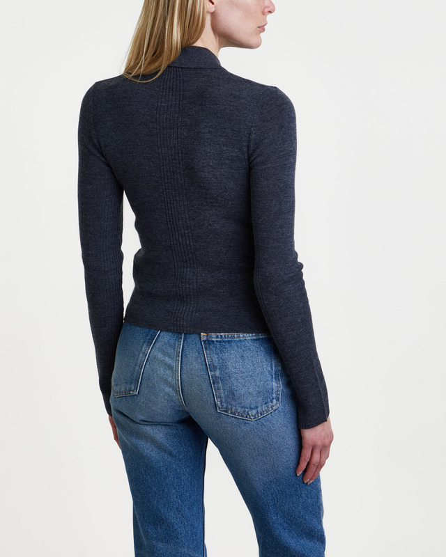 Ganni Sweater Mini Ribbed Merino Polo Grå XS