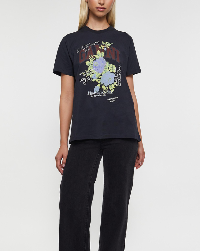 Ganni T-Shirt Basic Cotton Jersey Rose Phantom  XS